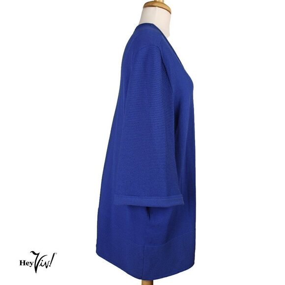 Royal Blue Knit Sweater Open Front Tunic Style Lane Bryant Size 22/24 - Hey Viv - Picture 3 of 6